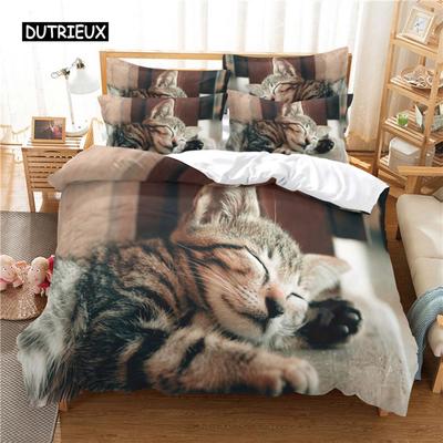 Комплект постельного белья Lovely Cat, комплект пододеяльников, комплект постельного белья с 3D-печатью, комплект постельного белья размера Queen, модный дизайн