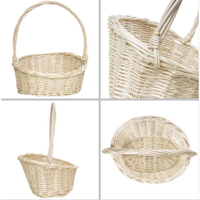 Corbeille En Osier - Creative Home - Panier De Rangement - Tissé À La Main - 37x30x37cm - Blanc