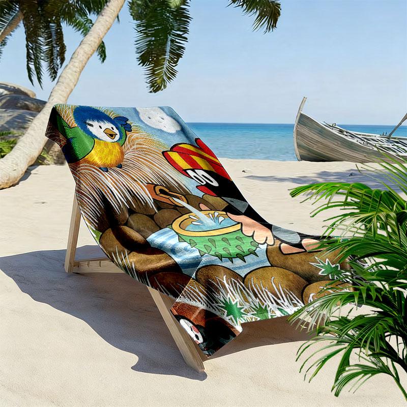 Krtek poster Beach Towel, Large Soft Quick Dry Towel for Beach Camping Swimming