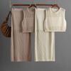 Slim-fit Hollow Sleeveless Vest Set, Summer New Knitted Slit Skirt Two-piece Set