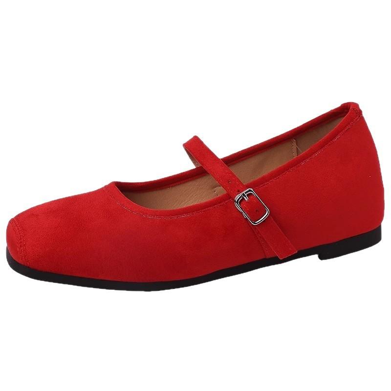 Ретро замшевые туфли Мэри Джейн с квадратным носком, летняя мода, верхняя одежда, повседневные, универсальные, с внутренней платформой, одинарные туфли Doudou