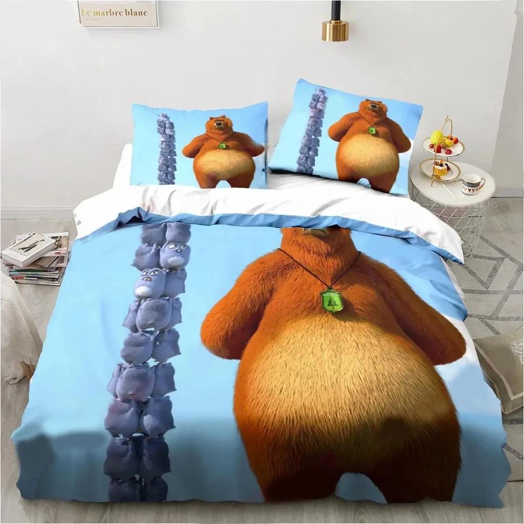 Cartoon Grizzy N Lemmings Bedding Set Duvet Cover Bed Set Quilt Cover Pillowcase Comforter King Queen Size Boys Adult