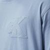 Calvin Klein Джинсы Текстурированный логотип Однотонный круглый вырез с коротким рукавом Футболка Мужская Топы Светло-голубой J30J325657-CFF