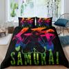 Samurai Duvet Cover Set Sunset Japanese Samurai Quilt Cover Scenery Silhouette Comforter Cover King Size 23pcs Twin Bedding Set