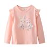 2025 Girls' Long Sleeve Embroidered T-shirt for Spring and Autumn