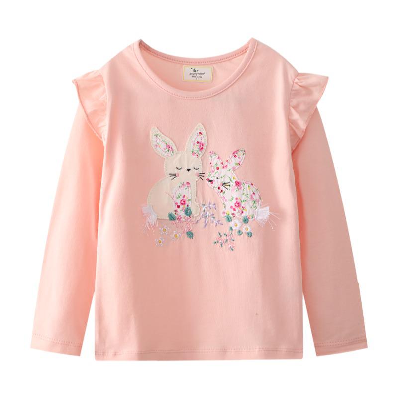 2025 Girls' Long Sleeve Embroidered T-shirt for Spring and Autumn