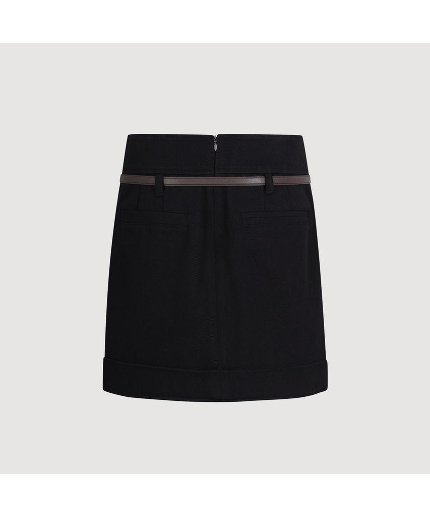 LUCKY CHOUETTE Coloring Point Mini Skirt (Optional Belt) (Dark Black)_Lfkas25220Bkd