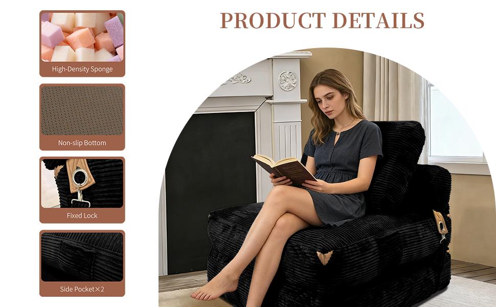 Modern Single-Seater Lounge Sofa with Integrated Storage and Elegant Tassel Accents for a Cozy Living Space