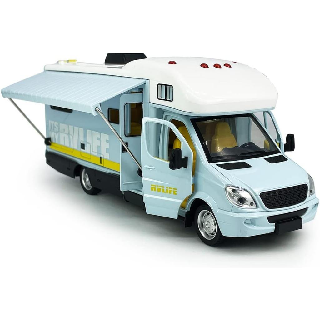 Camper RV игрушки для дома на колесах, литой под давлением металлический автомобиль, ролевые игры, модель с откатом, двери и навес автомобиля, открытый свет, звук, подарки на день рождения для детей ясельного возраста