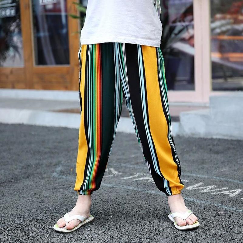 MAITA Kids Pants Spring Boho Printed High Waist Casual Lantern Trousers Joggers Child Fitness Sweatpants