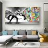 Львиный рев вдохновляющие картины на холсте граффити Бэнкси сочетает в себе поп-стрит настенные художественные картины для гостиной домашний декор без рамки