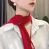 Rose Clip Thin Silk Scarf Spring and Summer Sun Protection Temperament Fashion Versatile Scarf for Women