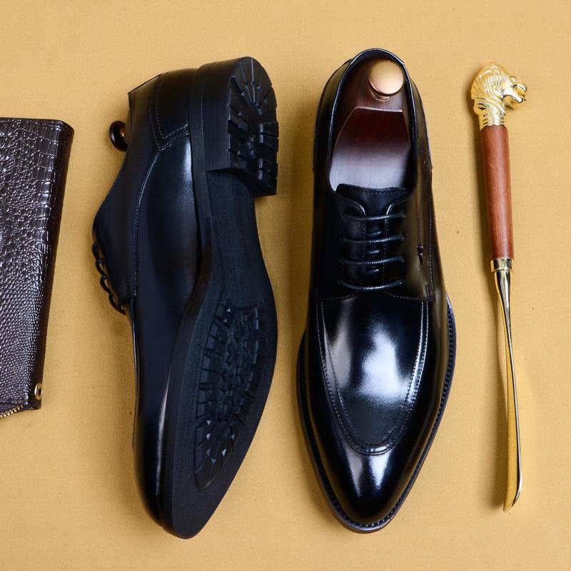 Black Leather Shoes Men'S Leather Pointed Business Dress Men'S British Wedding Groom Men'S Shoes