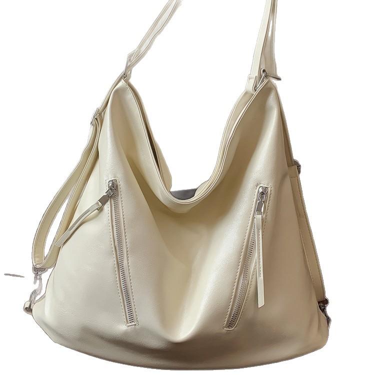New Spring Senior Sense Silver Travel Backpack Women'S Commuter Shoulder Bag Large Capacity Messenger Bucket Bag