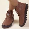 Модные зимние женские ботинки большого размера на шнуровке, с круглым носком, с меховой теплой внутренней подкладкой, короткие ботинки, женская обувь нового стиля, без застежки, для трансграничной торговли