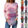 Tee Shirts For Women Fall Casual Long Sleeve Shirts Sweatshirt Vintage Graphic Printing Top Pullover Christmas