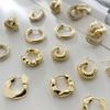 Модные Серьги из Нержавеющей Стали 18K Золота Неправильной Формы Круглые Спиральные Серьги-Застежки для Ушей