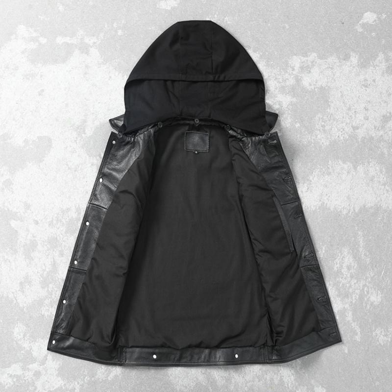 Черный винтажный коричневый жилет из натуральной коровьей кожи, мужской модный тонкий жилет из воловьей кожи, кожаный жилет без рукавов с капюшоном