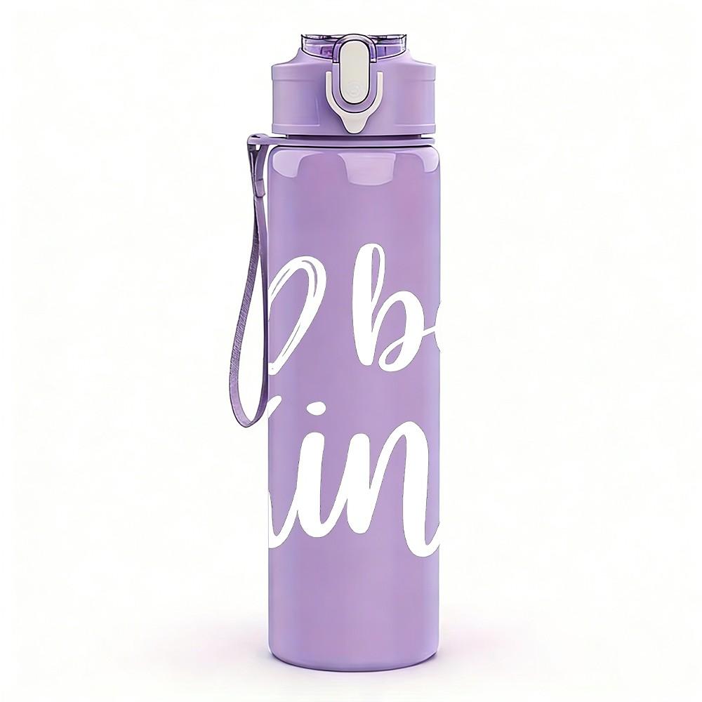 1PC Be Kind White Minimal Line Print 750ml Color Plastic Sports Water Bottle Leakproof Flip Straw Lid Suitable for Sports Office Home Use
