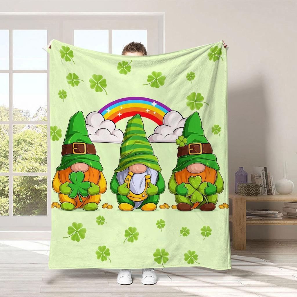 Holiday Special Gnome Custom Print Blanket Snowflake Hat Personalized Blanket for Bedroom Sofa Home Decor Seasonal Gift Use