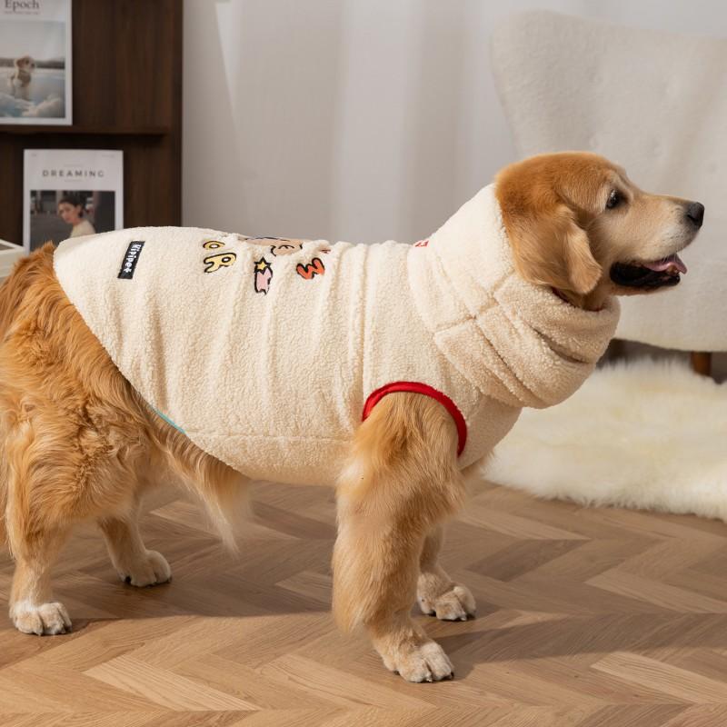 Warm Pet Vest Large Dogs Winter Hooded Fleece Dog Coat Border Collie Golden Retriever