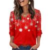 Women's Fashionable Casual Christmas Printed V-neck Top
