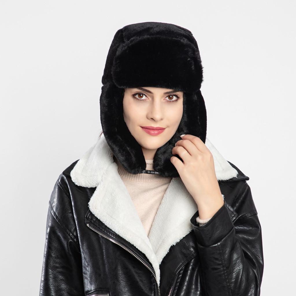 Женская зимняя плюшевая искусственная толстая шапка, защита для ушей, теплая плюшевая шапка