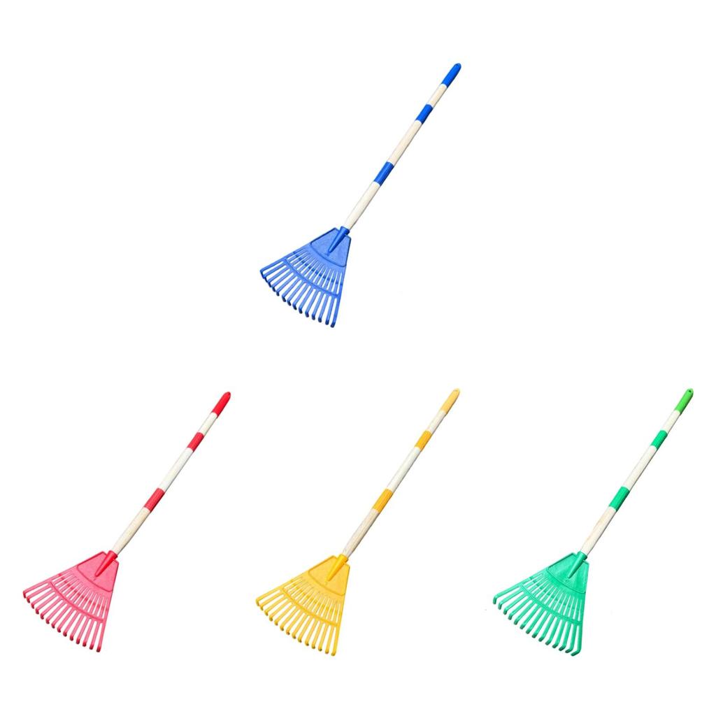 Leaf Rake Ergonomic with Long Handle Raking Grass and Leaves Tool 14 Tines Farming Home for Garden Lawns Children Kids Shrub