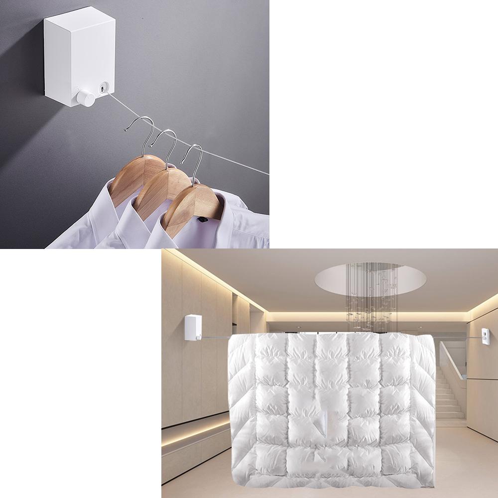 Выдвижная веревка для белья 4M Настенная вешалка для стирки одежды Линия для сушки белья Балкон Невидимые сушильные линии В помещении На открытом воздухе Нержавеющая сталь