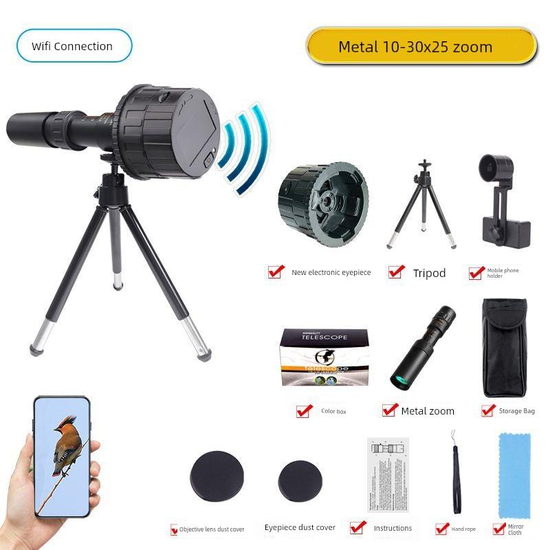 Adult Professional-Grade Bird-Watching Telescope with Variable Magnification 10-300X40, Portable High-Magnification Monocular for Travel