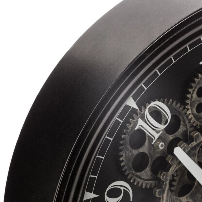 Horloge mécanique noire, métal Diamètre 37 cm Atmosphera
