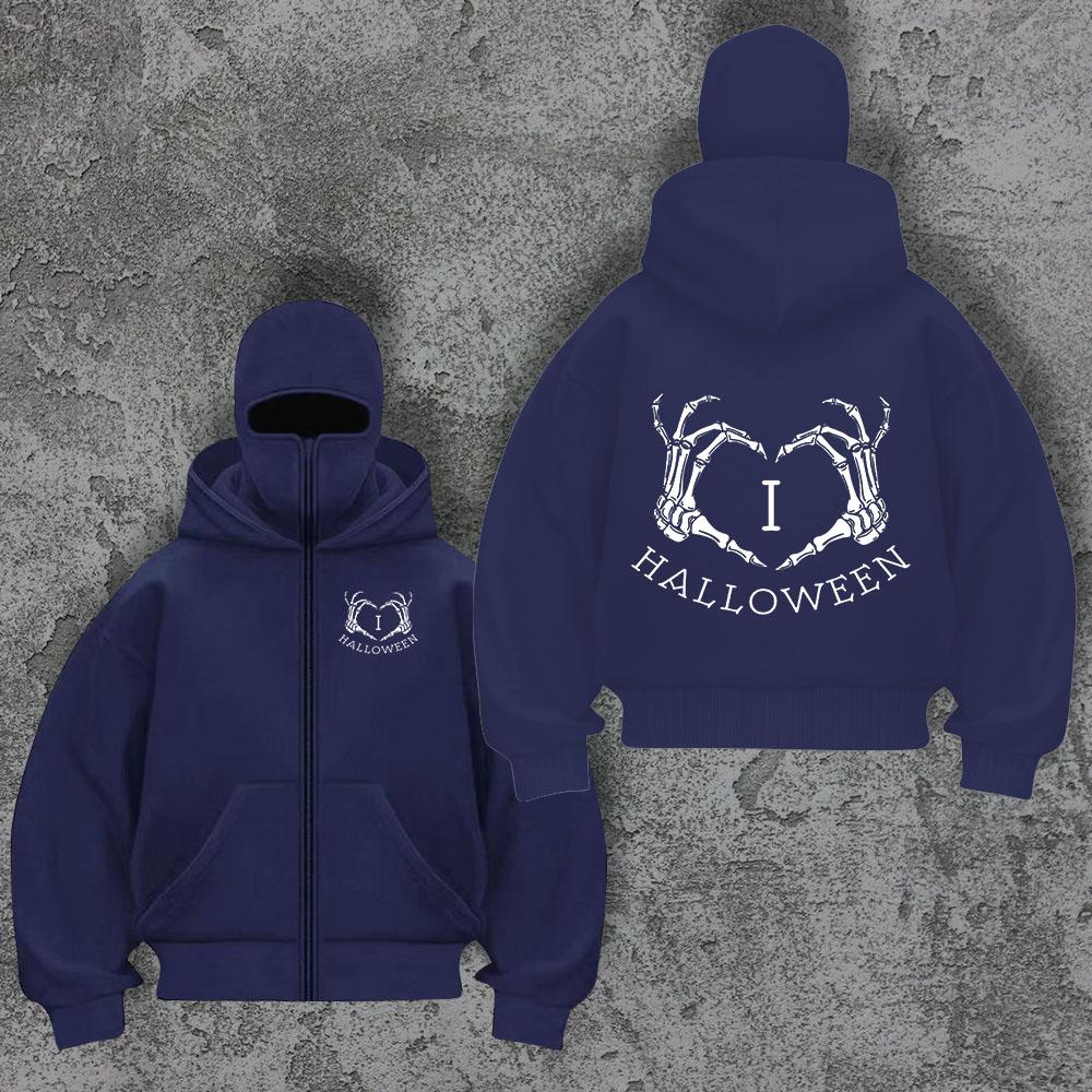 Мужское новое худи с принтом забавного узора любви, с двойным воротником и двойным капюшоном, модное, уличное, трендовое пальто