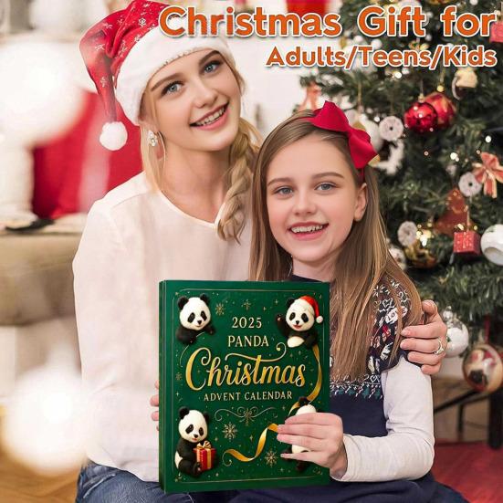Panda Christmas Advent Calendar 2025 24 Days Countdown Box Unique Panda Figurines Festive Decor for Tree & Animal Lovers