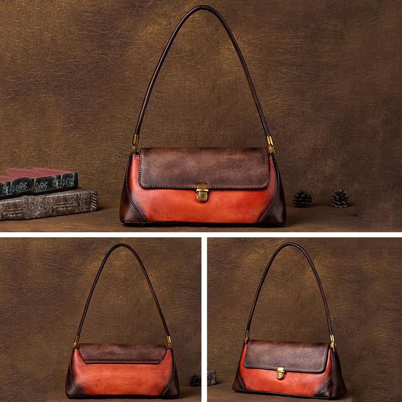 Ретро сумка-багет, повседневная женская сумка-тоут, модная изысканная сумка из натуральной кожи для женщин, сумка подмышками