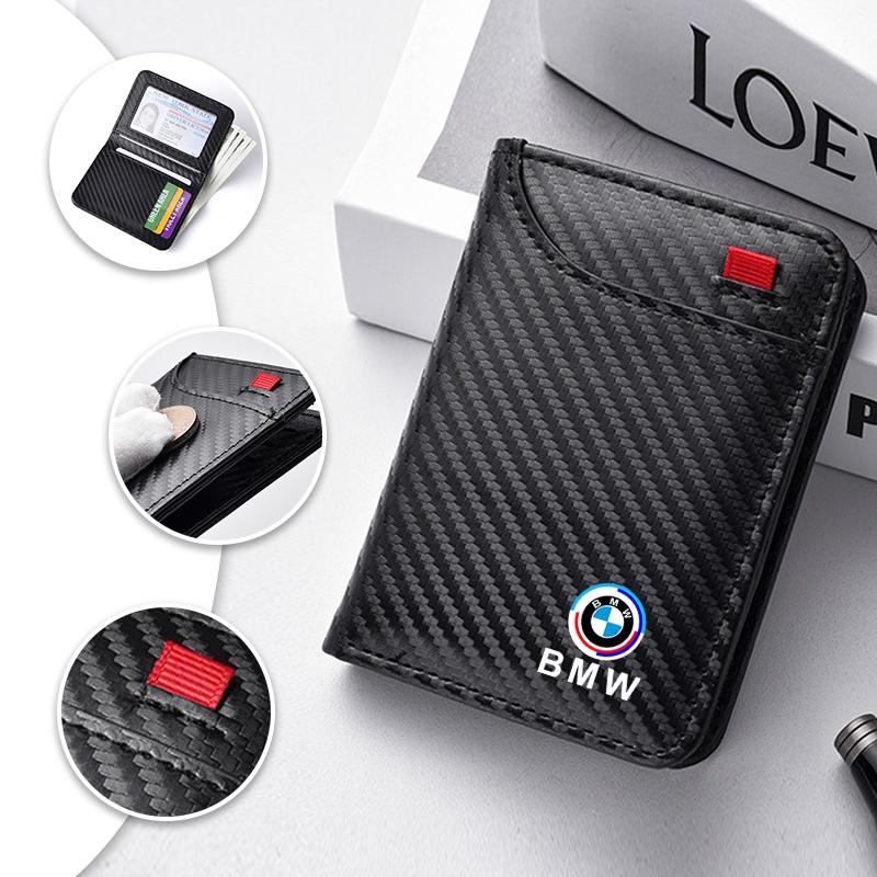 Кошелек из углеродного волокна QNLT6 Чехол для водительских прав и кредитных карт Кожаная сумка для BMW M X2 X3 X5 X6 G30 E30 E36 50-летие Серии 3 5 6 7
