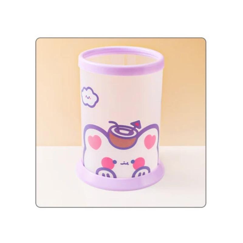1 шт. Kawaii круглый держатель для ручек офисные канцелярские принадлежности пластиковый настольный органайзер милый органайзер для хранения школьные принадлежности для детей съемный