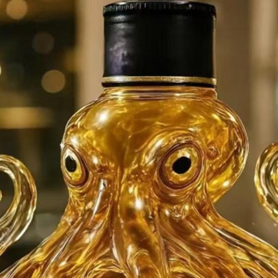 Стеклянный декантер в форме осьминога, ручной выдувки, форма кальмара, бутылка для виски, 3D-животное, диспенсер для алкоголя
