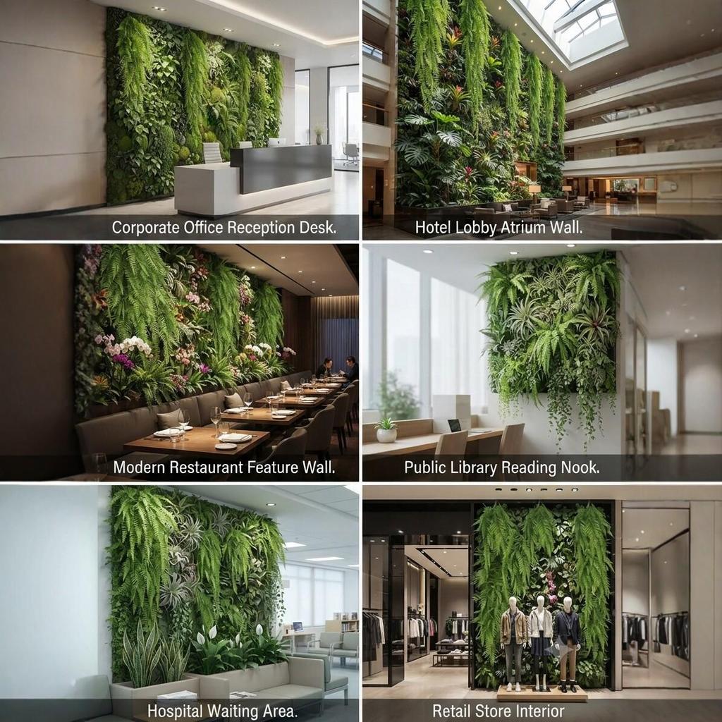 Fern Green Wall Hanging Decoration: Indoor Artificial Plant Arrangement
