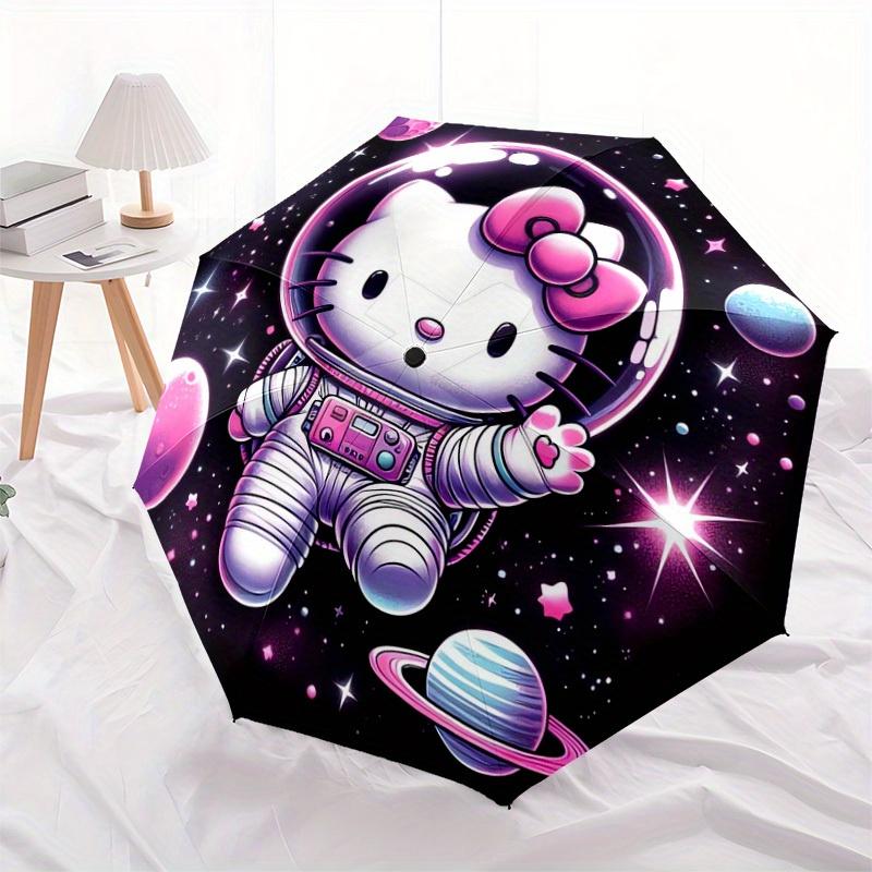 1pc Hello Kitty Space Adventure Umbrella with Plastic Handle,Suitable for All Seasons Home Travel Outdoor UmbrellaSanlio606