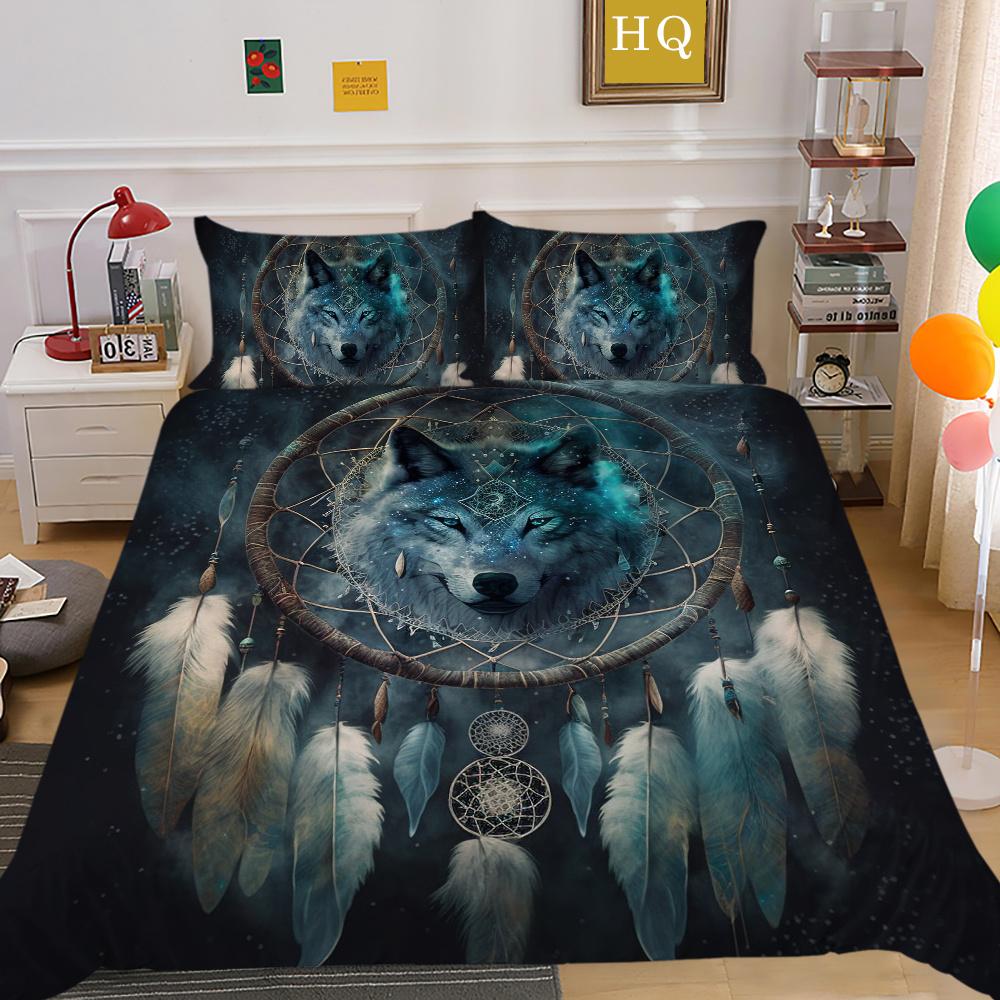 Домашнее постельное белье с принтом волка, комплект постельного белья из микрофибры королевского размера, мужской мягкий домашний текстиль высокого качества