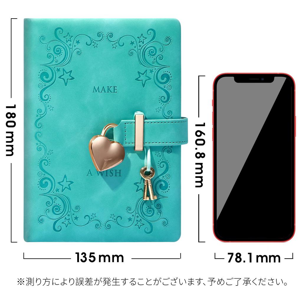 CAGIE Блокнот с дневником Дневник с милым Для начальной школы Книга-дневник с ПУ Секрет Для школы Зеленый Замок, Книга, Замок, B6, Блокнот, Стильный,