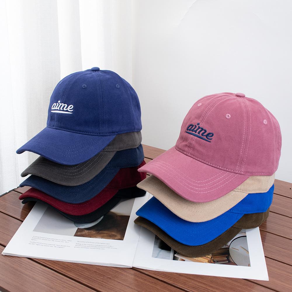 Autumn and winter simple embroidery letter polished cotton baseball hat men's and women's big head circumference casual soft top thermal cap