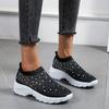 Large Size Rhinestone Elastic Socks Shoes Casual Men's and Women's Sports Shoes Fly-woven Light Shoes