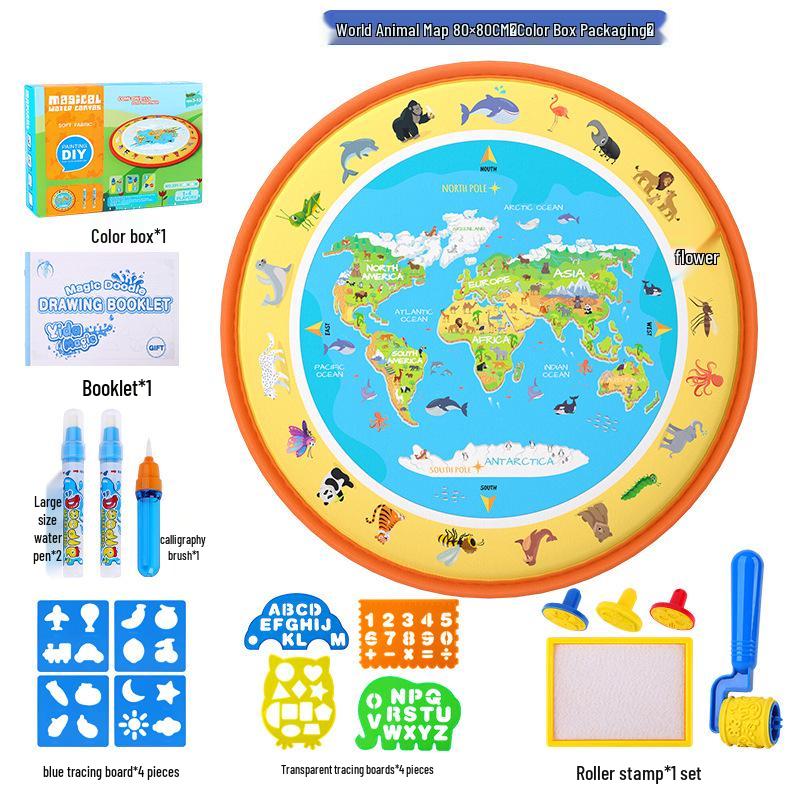 Волшебный коврик для рисования водой - 100×80см Цветное одеяло для рисования и письма для детей