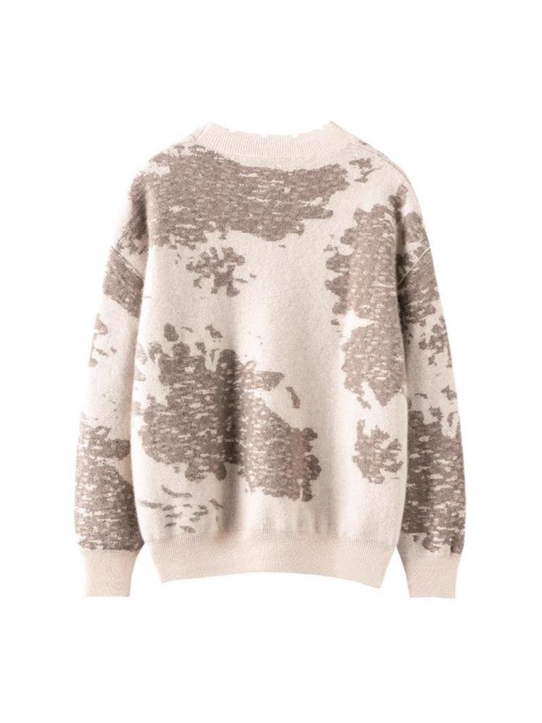 Retro Jacquard Cashmere Women's Round Neck Sweater - 2025 Autumn/Winter Collection