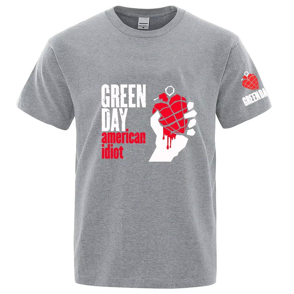 2026 Unisexs Summer Premium Fabric Quickdry Top Green Day American Idiot Albuum Cover Logo Print Solid Color Simple Tshirt