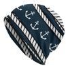 Морские темно-синие шапки с черепами, синие полосы, белый якорь, крутые женские уличные кепки унисекс, теплые вязаные шапки двойного назначения