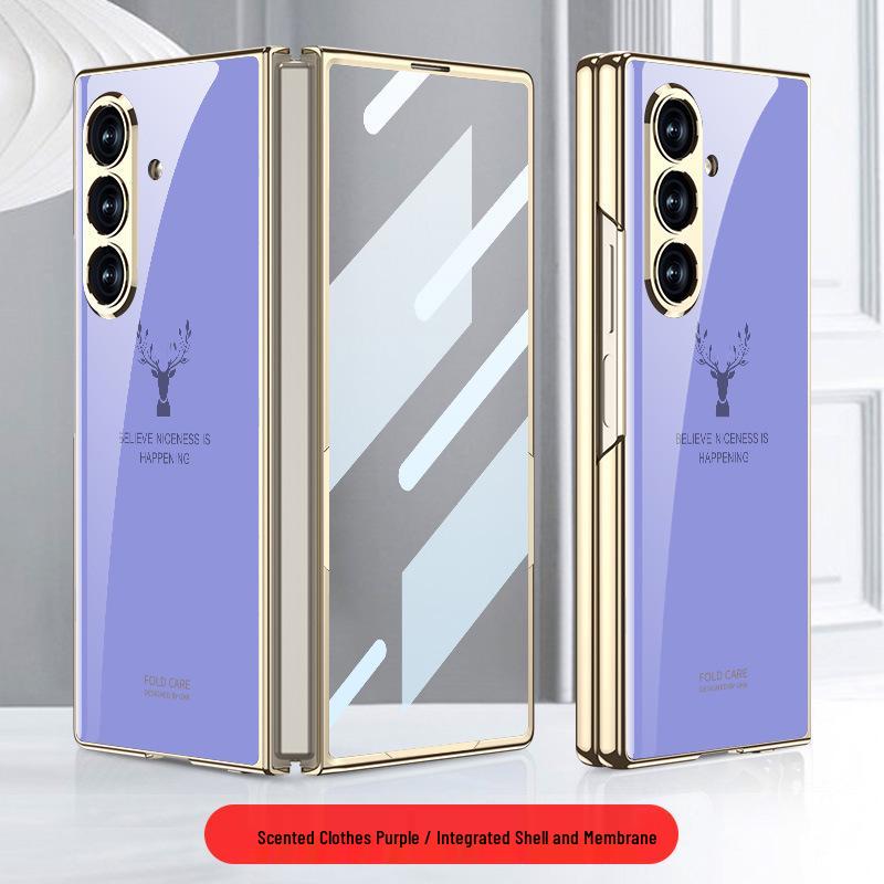 Совместимый чехол для складного телефона Samsung Z Fold7 с окрашенным стеклом, HD-пленкой и встроенной откидной крышкой.