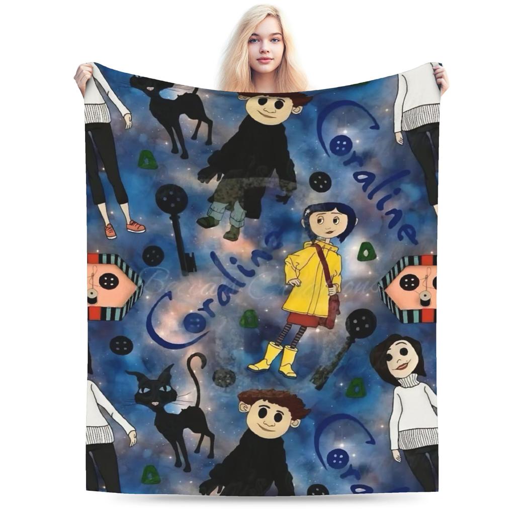Coralines Flannel Blankets Winter Warm Bedding Throws for Girls Boys Living Room Funny Bedspread Sofa Bed Cover