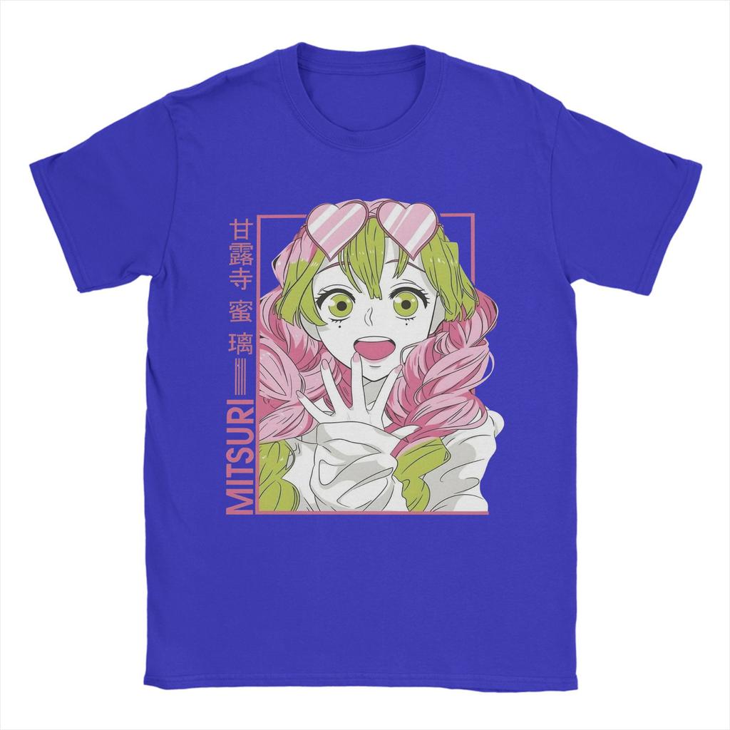 Mitsuri Kanroji Demon Slayer T-Shirts Men Love Hashira Awesome Pure Cotton Tees O Neck Short Sleeve T Shirt Clothes